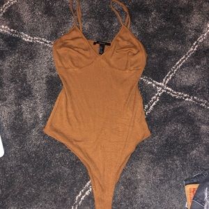 Ribbed v neck bodysuit